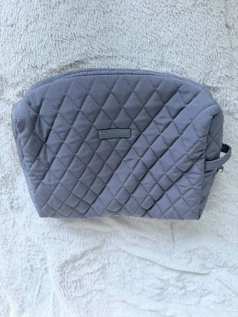Vera Bradley Quilted Microfiber Large Cosmetic Travel Case in Carbon Gray